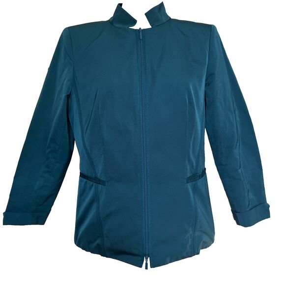 Lafayette 148 deep teal two way zip front jacket size 8 lightweight quiet luxury - Picture 1 of 9